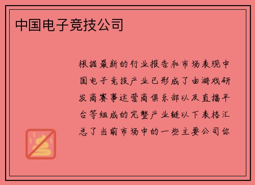 中国电子竞技公司